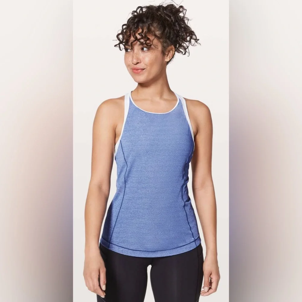 Lululemon Time To Sweat Light Blue Moroccan Blue Tank Top Size 4
